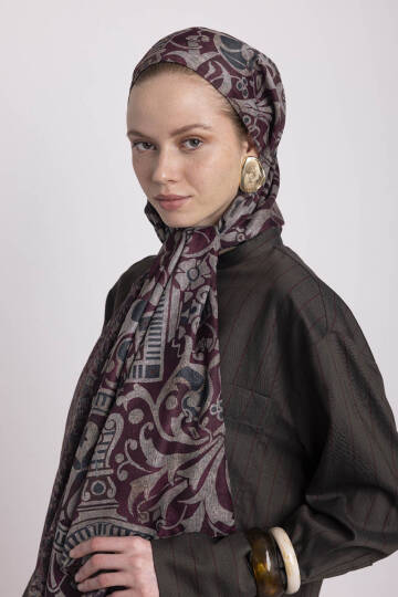Adaçayı Koleksiyonu - Kadife Nar Çift Taraf Şal