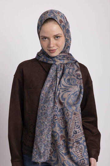 Adaçayı Koleksiyonu - Saf Safir Çift Taraf Şal