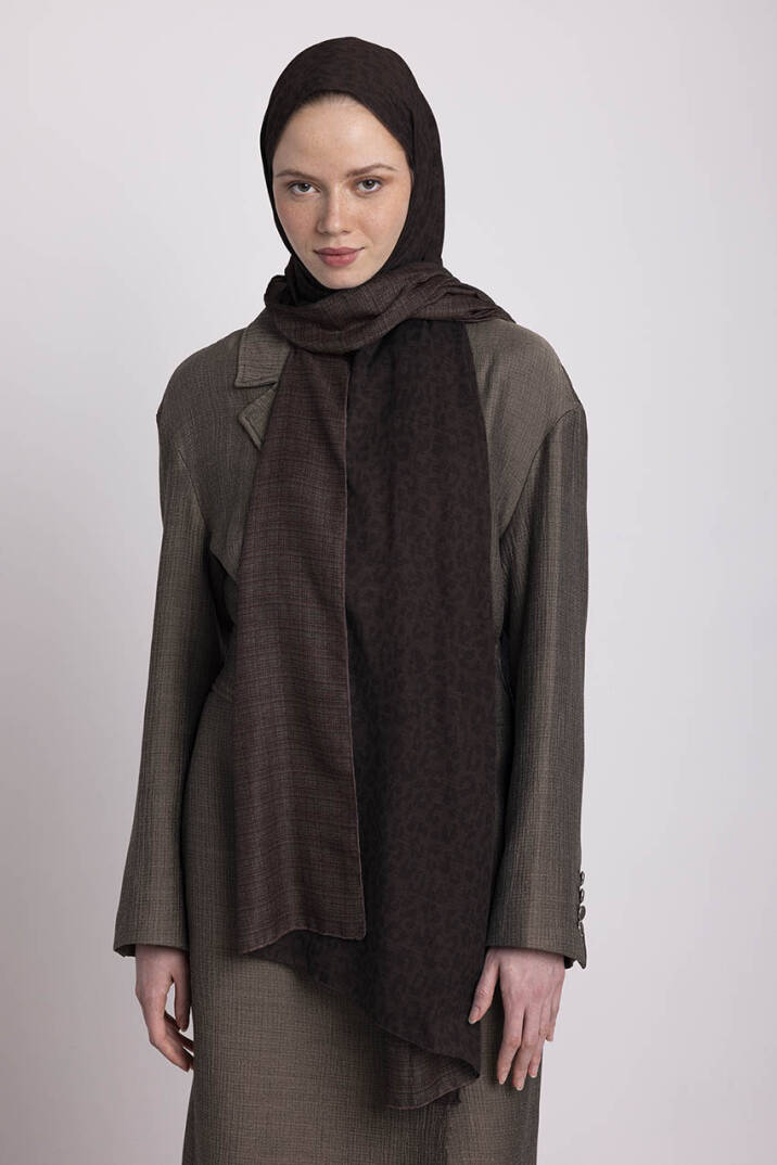 Barçın Koleksiyonu - Kahve Kına Çift Taraf Şal - 3