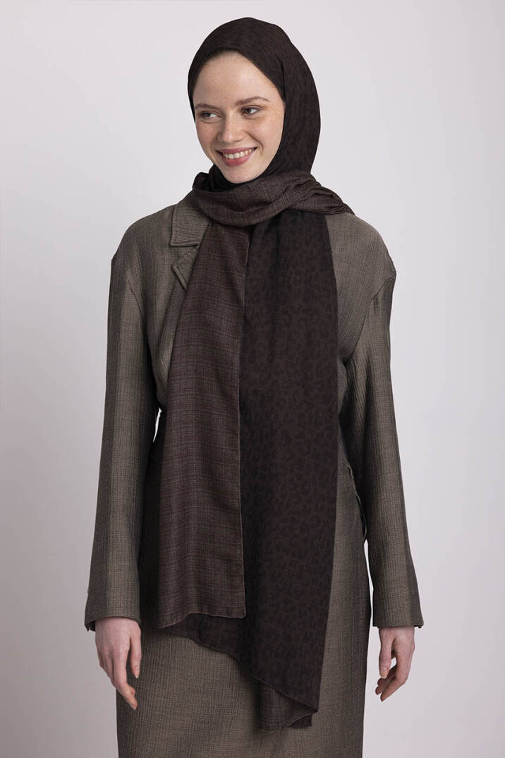 Barçın Koleksiyonu - Kahve Kına Çift Taraf Şal - 4