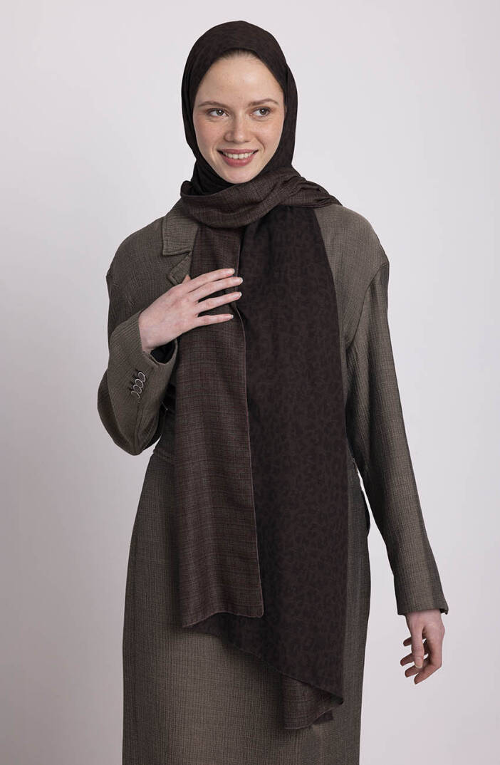 Barçın Koleksiyonu - Kahve Kına Çift Taraf Şal - 1
