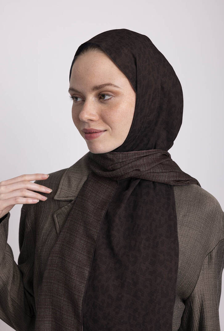 Barçın Koleksiyonu - Kahve Kına Çift Taraf Şal - 2