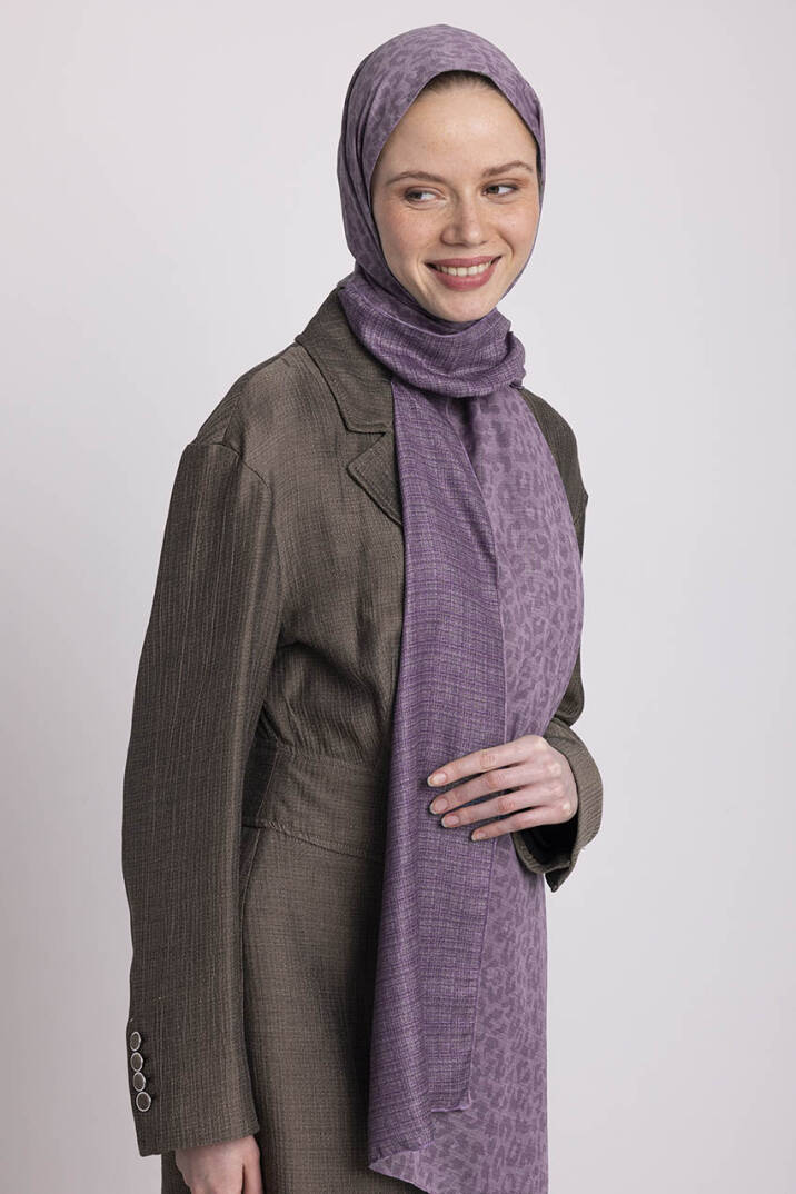 Barçın Koleksiyonu - Leylak Dumanı Çift Taraf Şal - 5