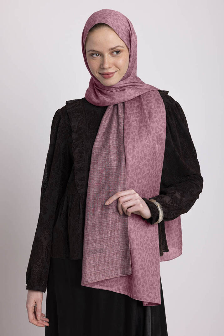 Barçın Koleksiyonu - Şafak Pembe Çift Taraf Şal - 2