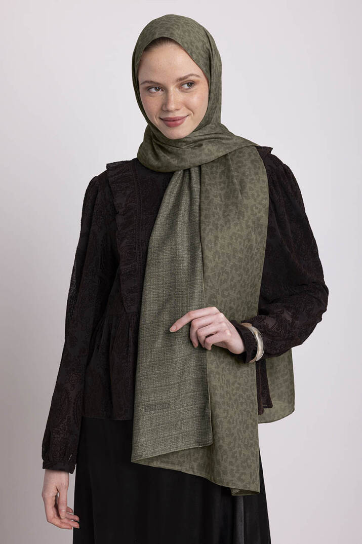 Barçın Koleksiyonu - Zeytin Kabuğu Çift Taraf Şal - 3