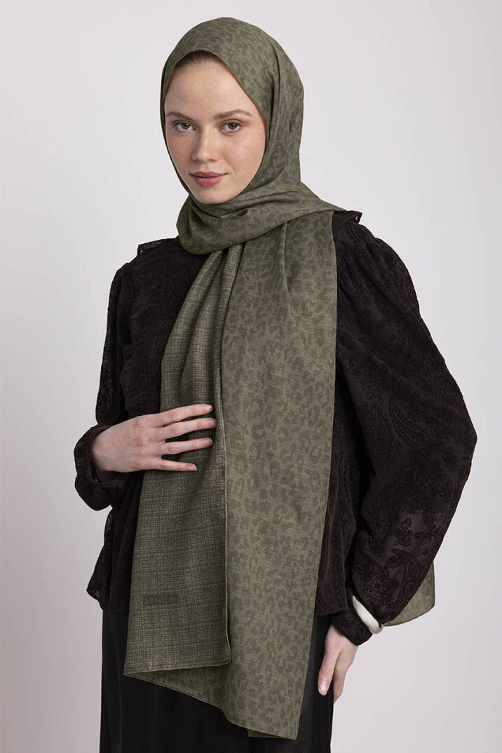 Barçın Koleksiyonu - Zeytin Kabuğu Çift Taraf Şal - 4