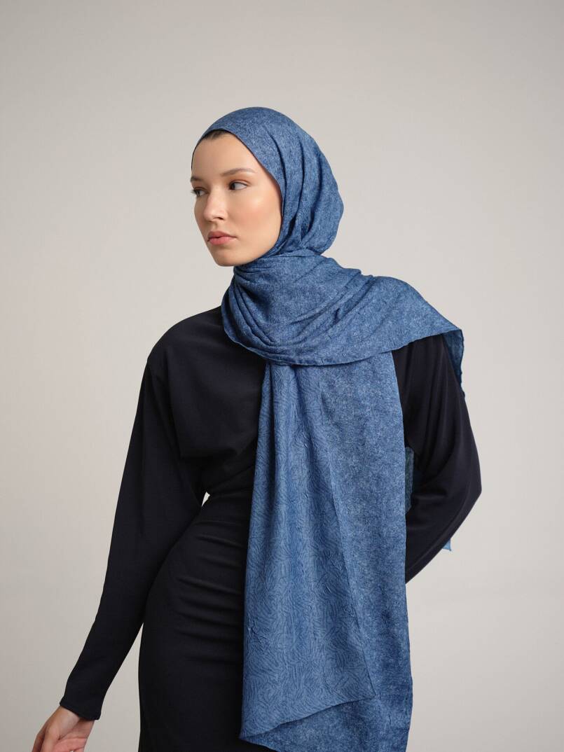 Bengi Koleksiyonu - Gökmavi Çift Taraf Şal - 1