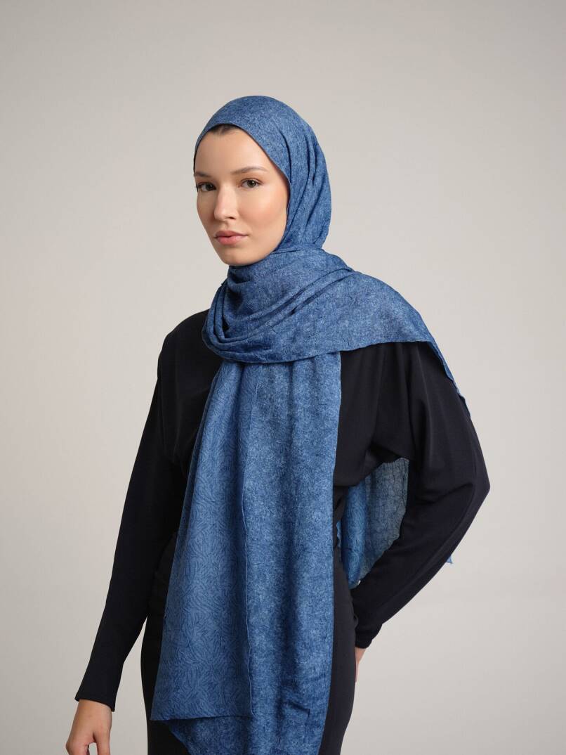 Bengi Koleksiyonu - Gökmavi Çift Taraf Şal - 5
