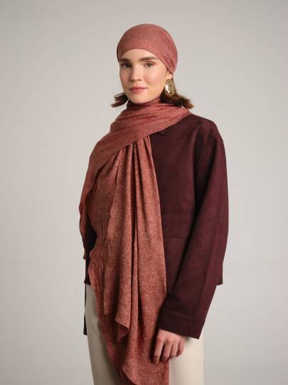 Bengi Koleksiyonu - Kiremit Çift Taraf Şal