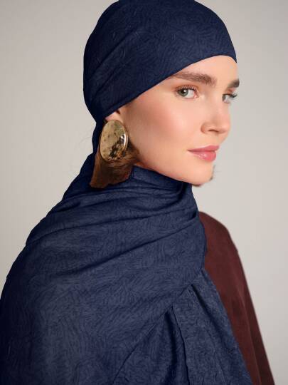 Bengi Koleksiyonu - Lacivert Çift Taraf Şal