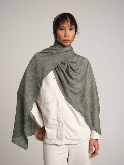 Bengi Koleksiyonu - Zeytin Çift Taraf Şal