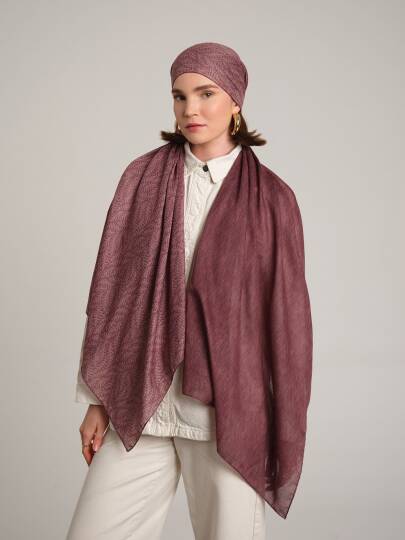 Buğu Koleksiyonu - Melâl Pembesi Çift Taraf Şal - 4