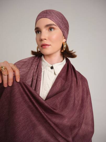 Buğu Koleksiyonu - Melâl Pembesi Çift Taraf Şal - 5