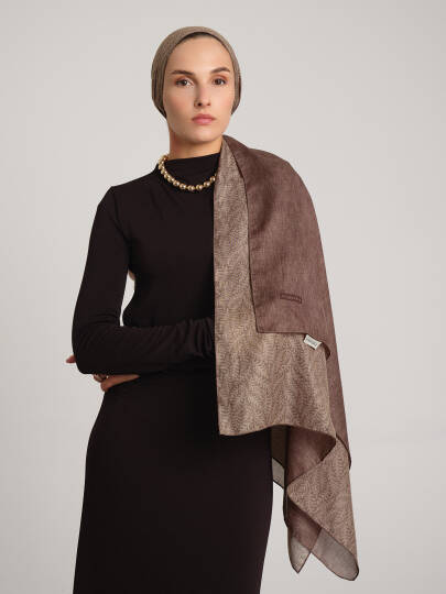 Buğu Koleksiyonu - Şeftali Tülü Çift Taraf Şal - 2