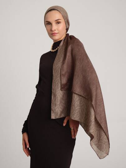 Buğu Koleksiyonu - Şeftali Tülü Çift Taraf Şal - 4