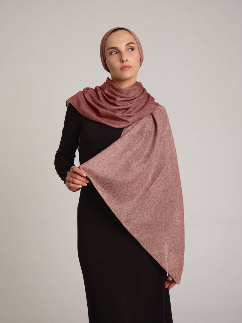 Buğu Koleksiyonu - Solgun Pembe Çift Taraf Şal - 1
