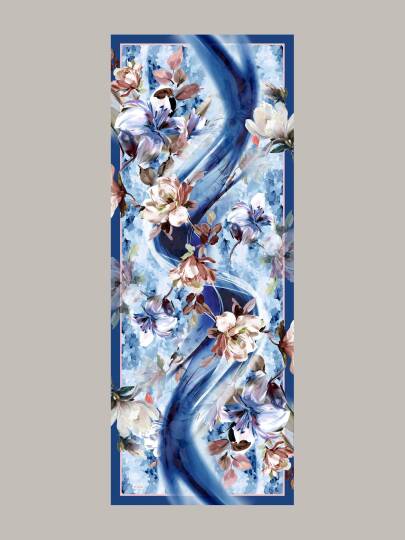 Çiçek Hattı Koleksiyonu - Çini Akışı Tek Taraf Şal