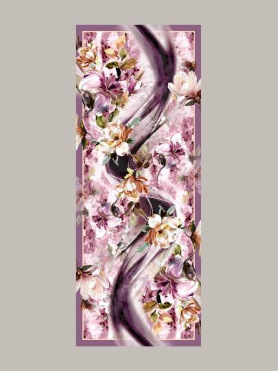 Çiçek Hattı Koleksiyonu - Erguvan Kavis Tek Taraf Şal - 8