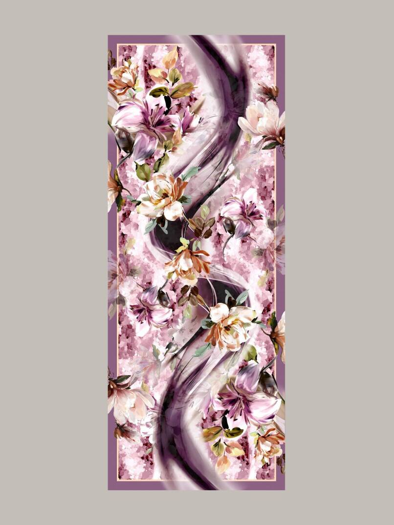 Çiçek Hattı Koleksiyonu - Erguvan Kavis Tek Taraf Şal - 8