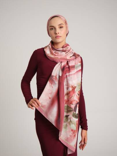 Çiçek Hattı Koleksiyonu - Gonca Nefesi Tek Taraf Şal