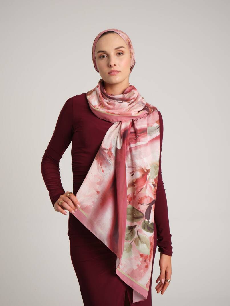 Çiçek Hattı Koleksiyonu - Gonca Nefesi Tek Taraf Şal - 1