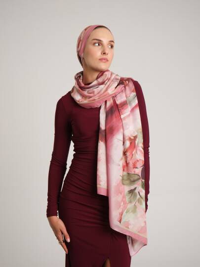 Çiçek Hattı Koleksiyonu - Gonca Nefesi Tek Taraf Şal - 3