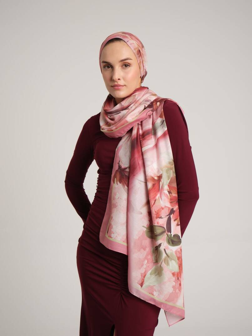 Çiçek Hattı Koleksiyonu - Gonca Nefesi Tek Taraf Şal - 4