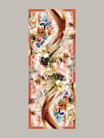 Çiçek Hattı Koleksiyonu - Kehribar Rüzgârı Tek Taraf Şal