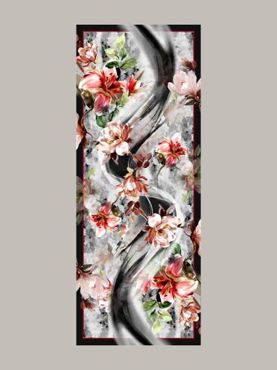 Çiçek Hattı Koleksiyonu - Kül Kıvılcım Tek Taraf Şal - 6