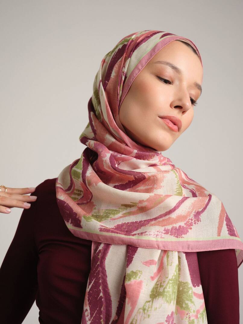 Devr-i Fırça Koleksiyonu - Gül Yankısı Tek Taraf Şal - 2