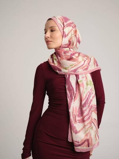 Devr-i Fırça Koleksiyonu - Gül Yankısı Tek Taraf Şal - 3