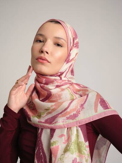 Devr-i Fırça Koleksiyonu - Gül Yankısı Tek Taraf Şal - 4