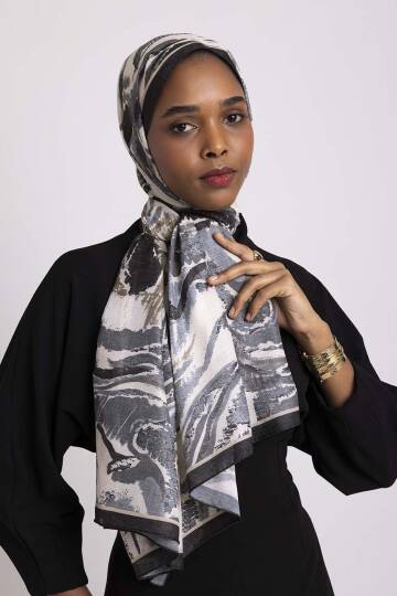 Devr-i Fırça Koleksiyonu - Kömür Ritim Tek Taraf Şal - 4