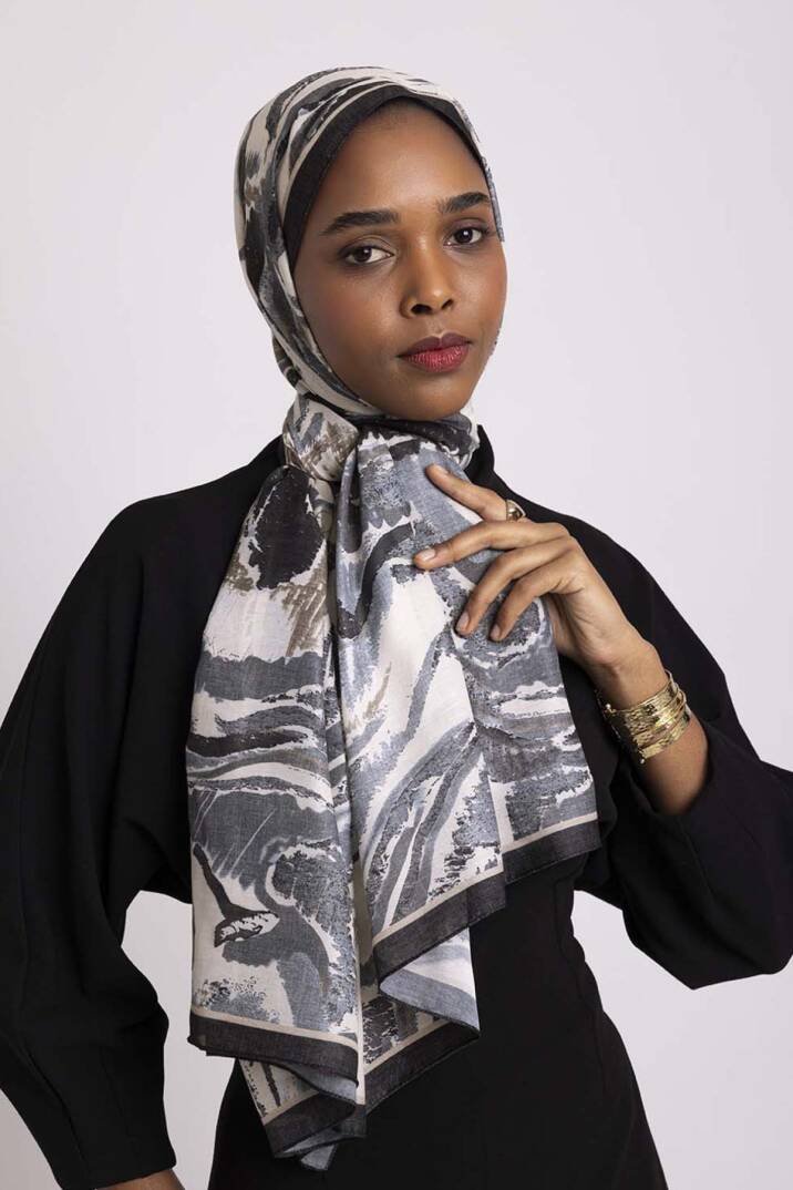 Devr-i Fırça Koleksiyonu - Kömür Ritim Tek Taraf Şal - 4