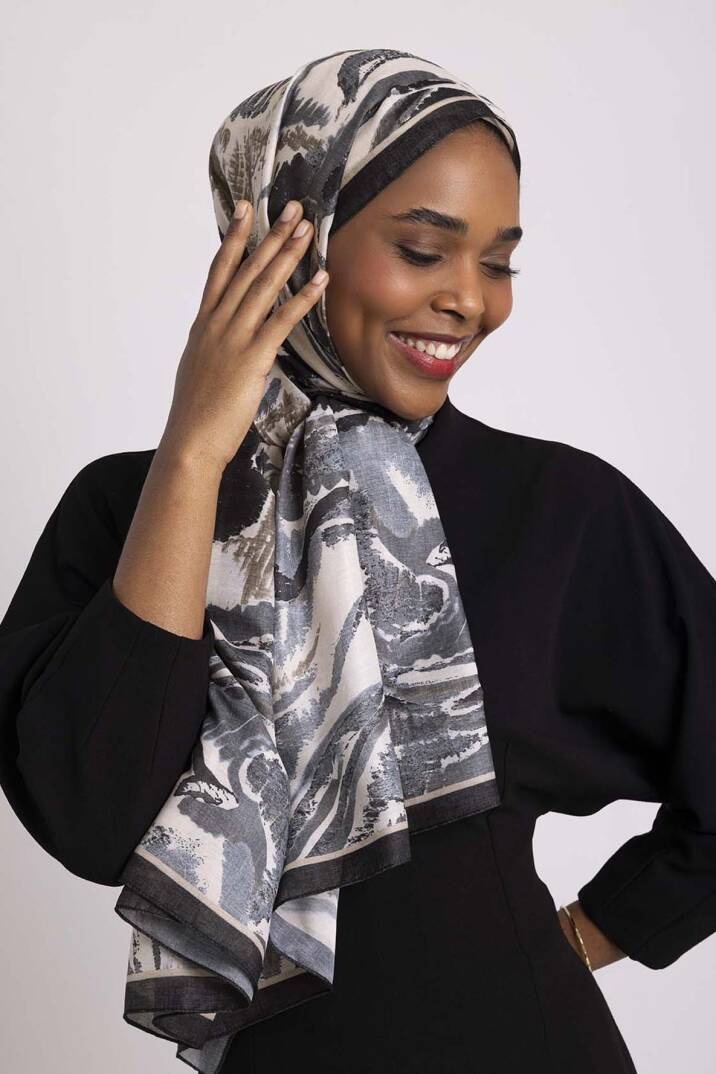 Devr-i Fırça Koleksiyonu - Kömür Ritim Tek Taraf Şal - 1