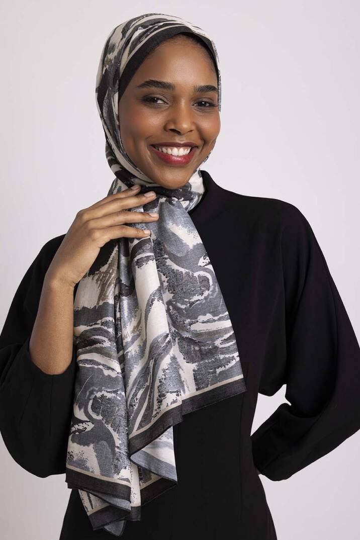 Devr-i Fırça Koleksiyonu - Kömür Ritim Tek Taraf Şal - 2