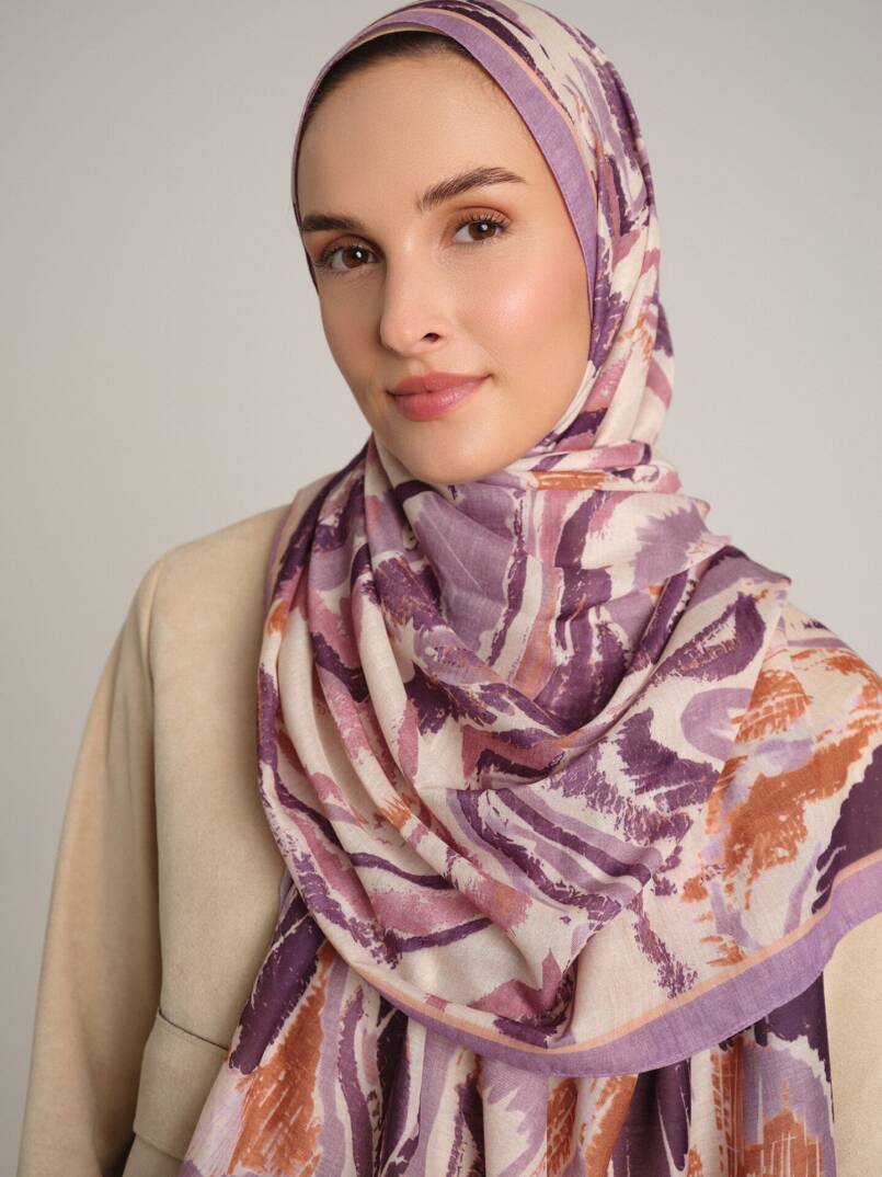 Devr-i Fırça Koleksiyonu - Leylak Kıvrım Tek Taraf Şal - 2