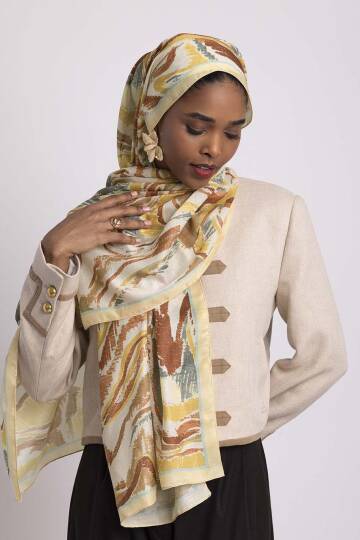 Devr-i Fırça Koleksiyonu - Şafak Zemin Tek Taraf Şal - 3