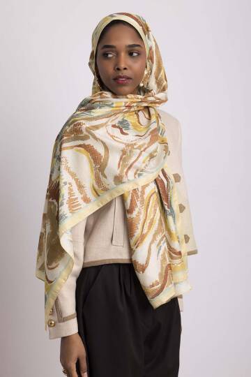 Devr-i Fırça Koleksiyonu - Şafak Zemin Tek Taraf Şal - 4