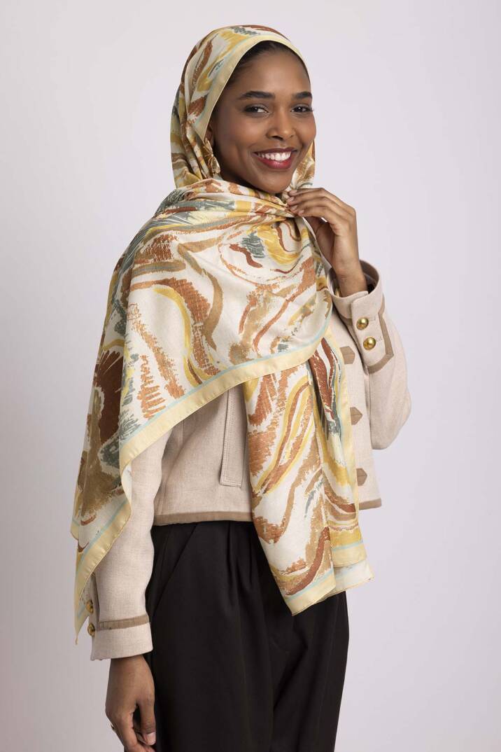 Devr-i Fırça Koleksiyonu - Şafak Zemin Tek Taraf Şal - 5