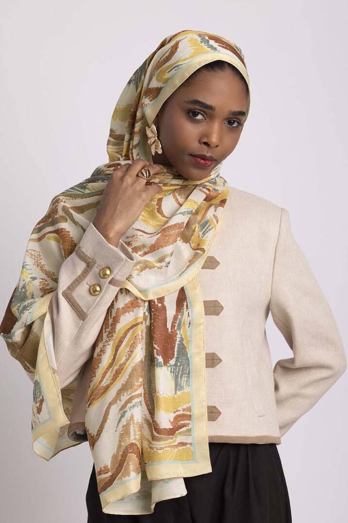 Devr-i Fırça Koleksiyonu - Şafak Zemin Tek Taraf Şal - 1