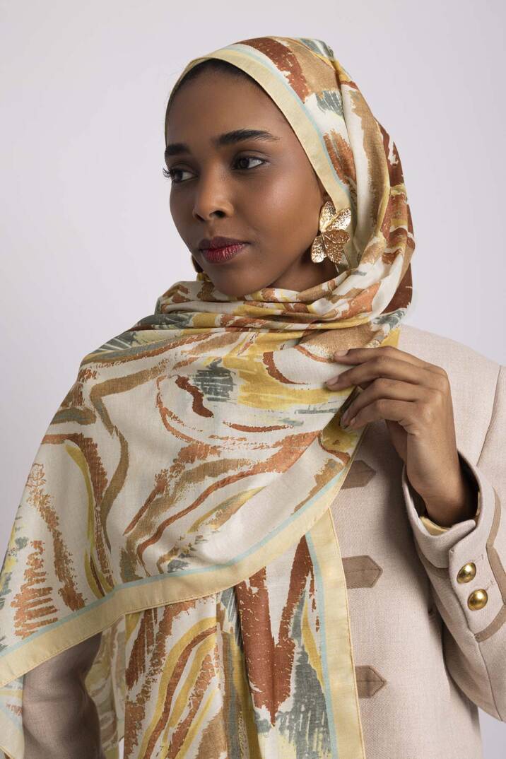 Devr-i Fırça Koleksiyonu - Şafak Zemin Tek Taraf Şal - 10