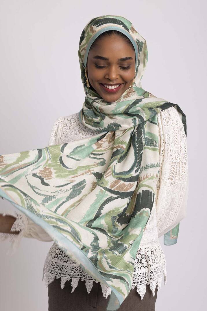 Devr-i Fırça Koleksiyonu - Serin Meneviş Tek Taraf Şal - 5