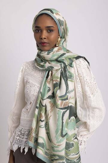 Devr-i Fırça Koleksiyonu - Serin Meneviş Tek Taraf Şal - 4