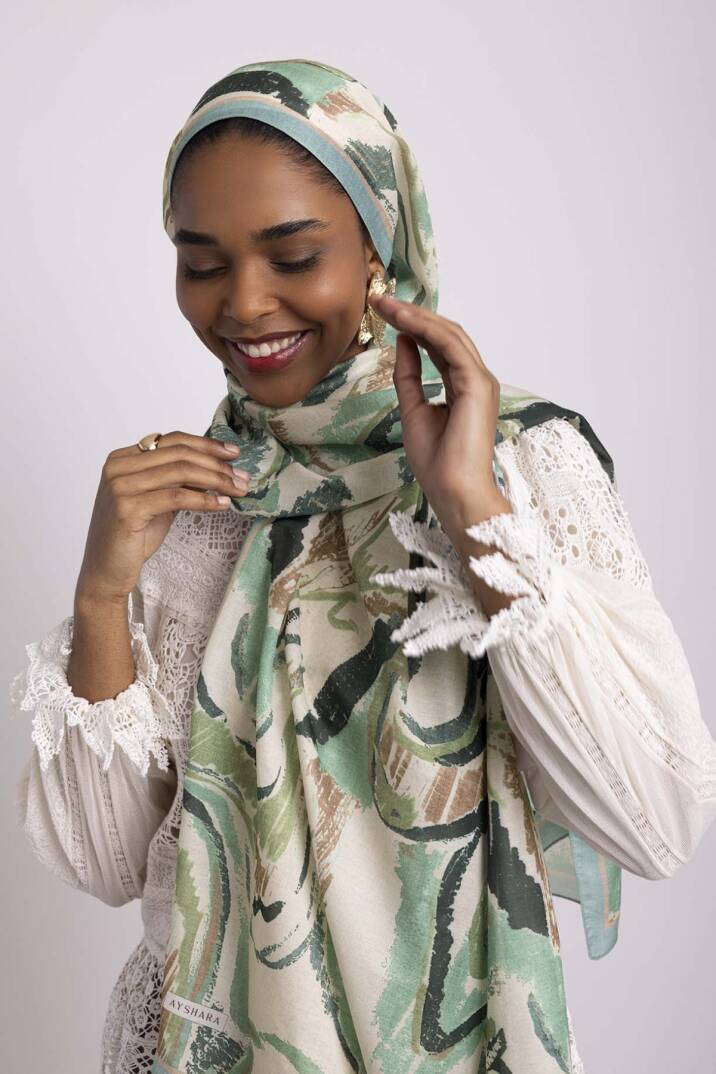 Devr-i Fırça Koleksiyonu - Serin Meneviş Tek Taraf Şal - 8