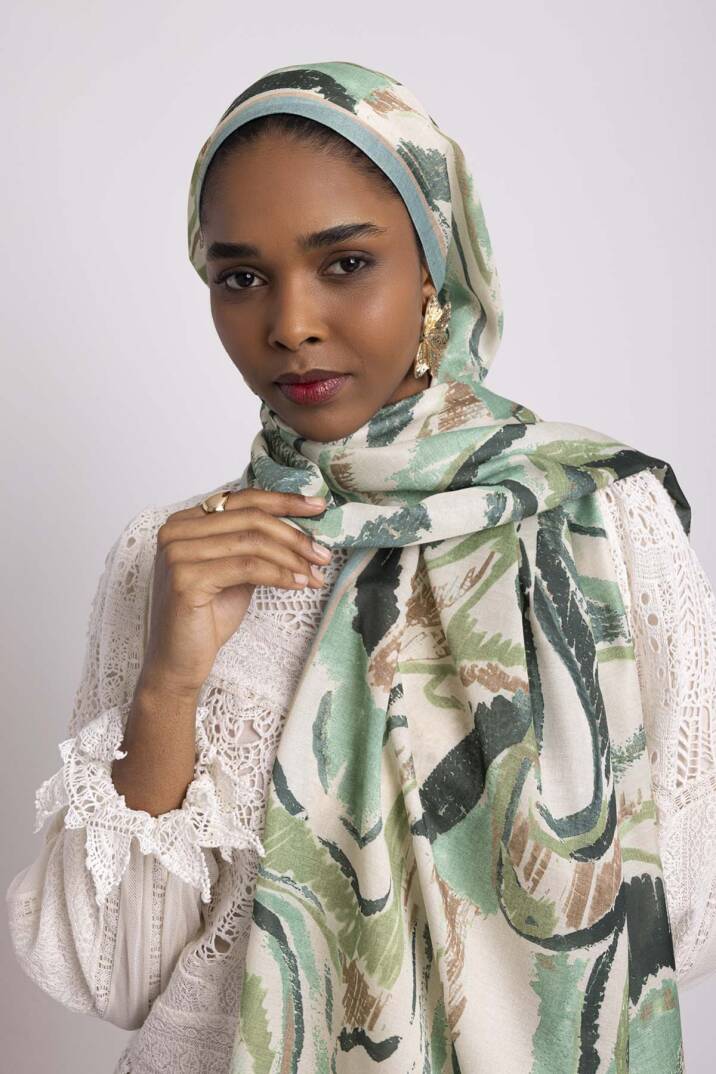 Devr-i Fırça Koleksiyonu - Serin Meneviş Tek Taraf Şal - 1