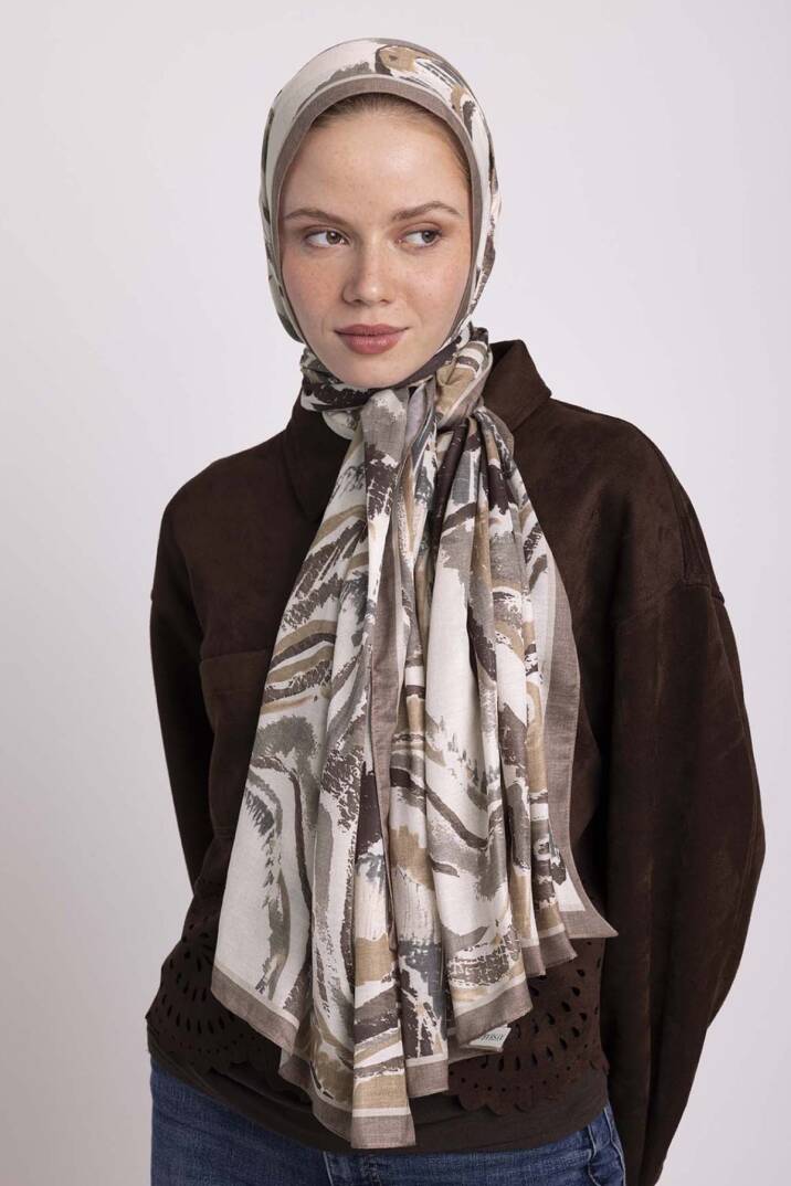 Devr-i Fırça Koleksiyonu - Toprak Şerit Tek Taraf Şal - 1