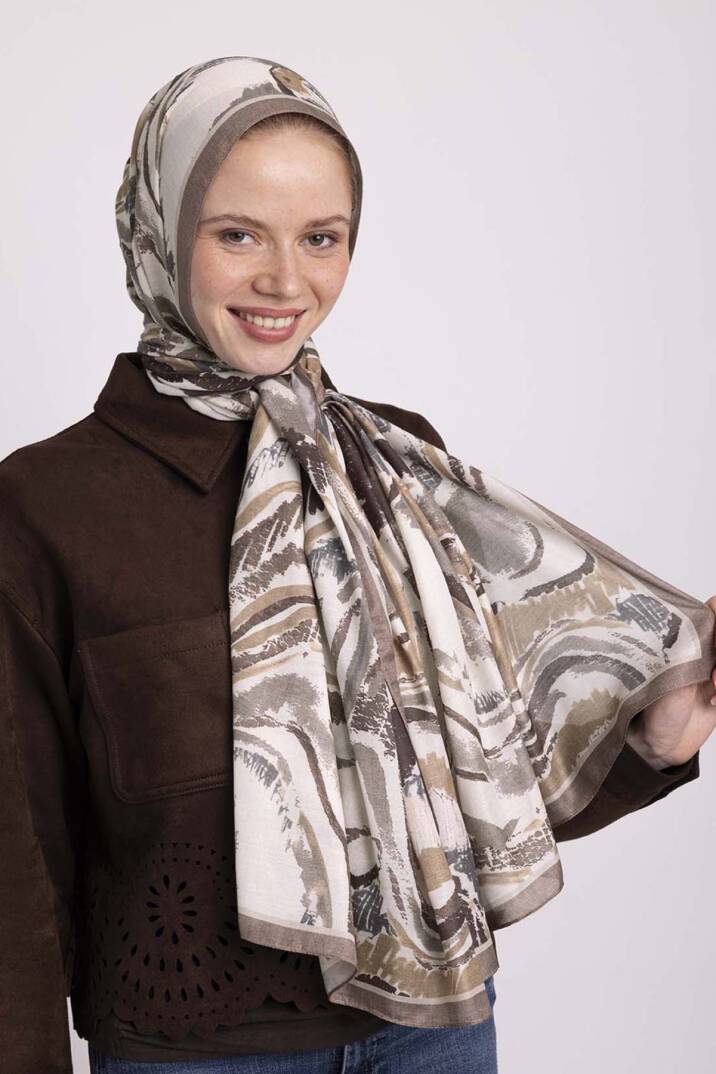 Devr-i Fırça Koleksiyonu - Toprak Şerit Tek Taraf Şal - 2