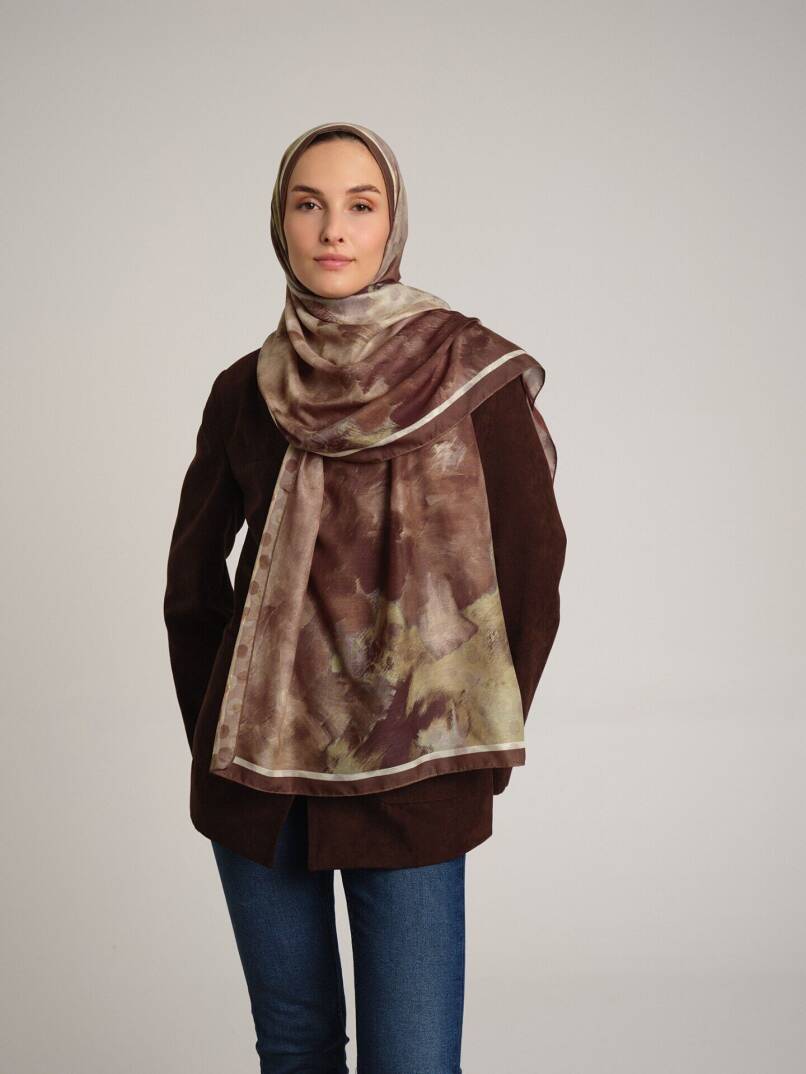 Fırça Hâlesi Koleksiyonu - Atölye Patinası Çift Taraf Şal - 1