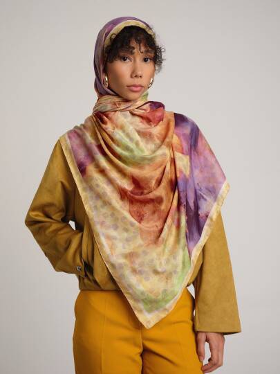 Fırça Hâlesi Koleksiyonu - Leylak Şafak Çift Taraf Şal